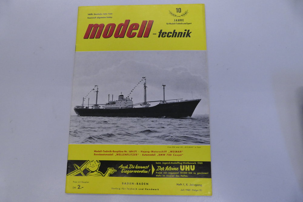 Fachzeitschrift modell-technik, Heft 7, Juli 1960, inkl. Baupläne 169-171, neu